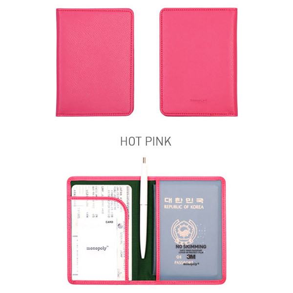 Hot pink - Classy plain RFID blocking mini passport case