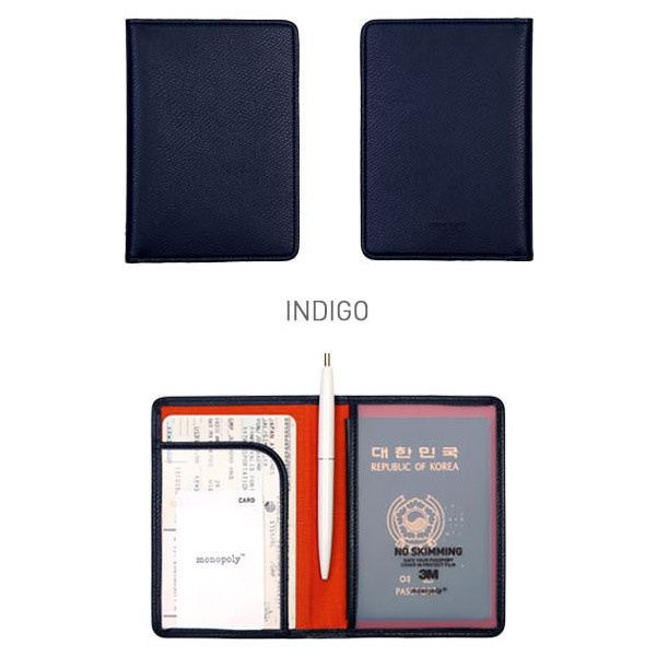 Indigo - Classy plain RFID blocking mini passport case