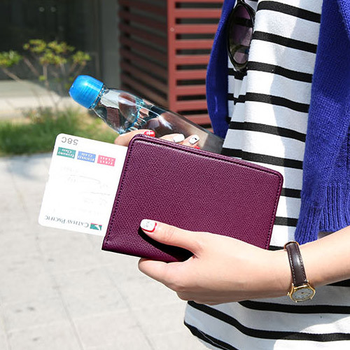 Classy plain RFID blocking mini passport case