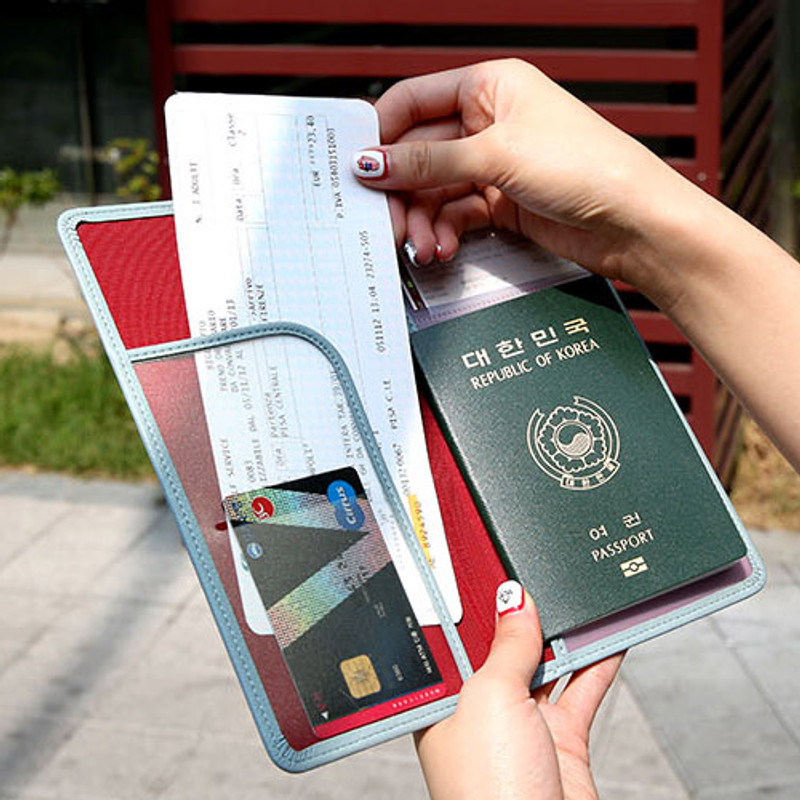 Classy plain RFID blocking long passport case