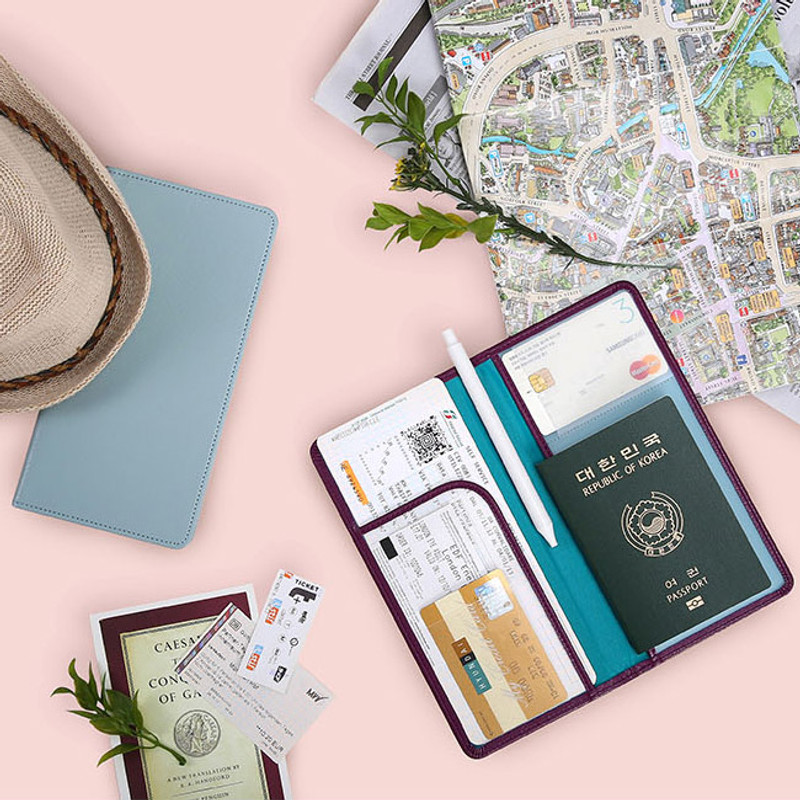 Classy plain RFID blocking long passport case