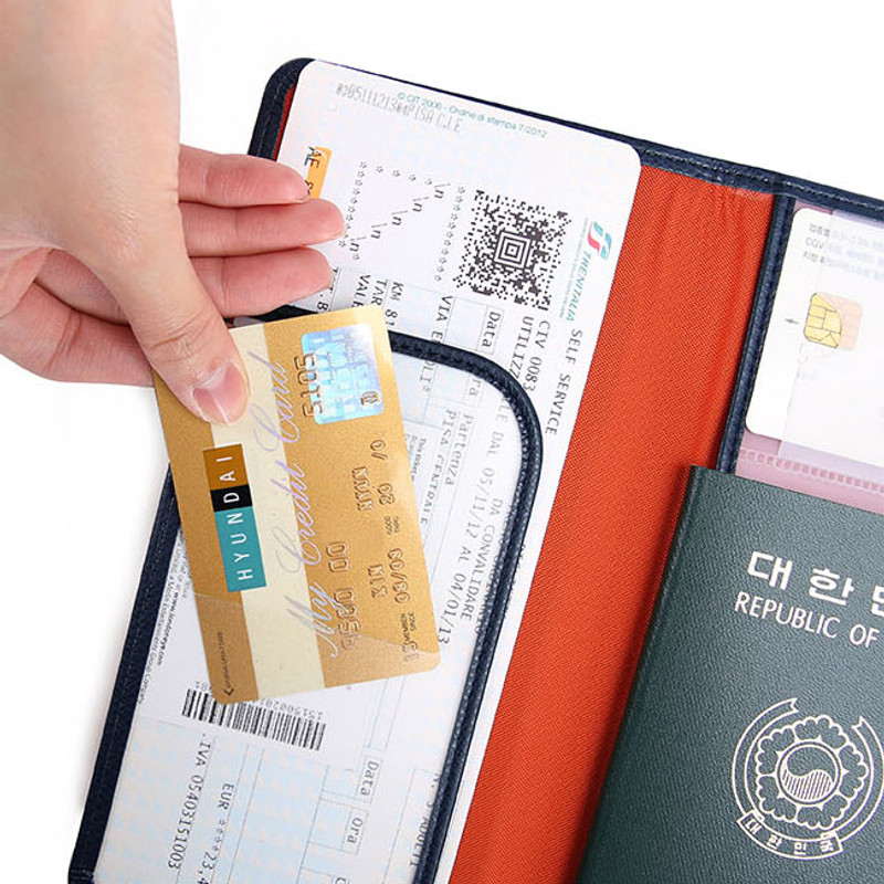 Card slot - Classy plain RFID blocking long passport case