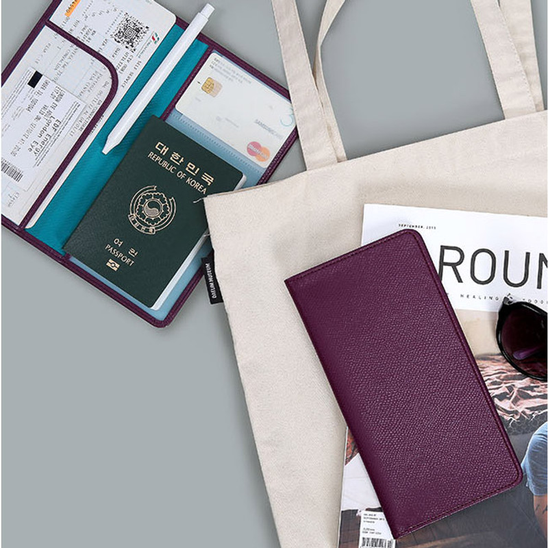 Classy plain RFID blocking long passport case
