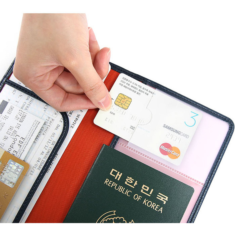 Card slot - Classy plain RFID blocking long passport case