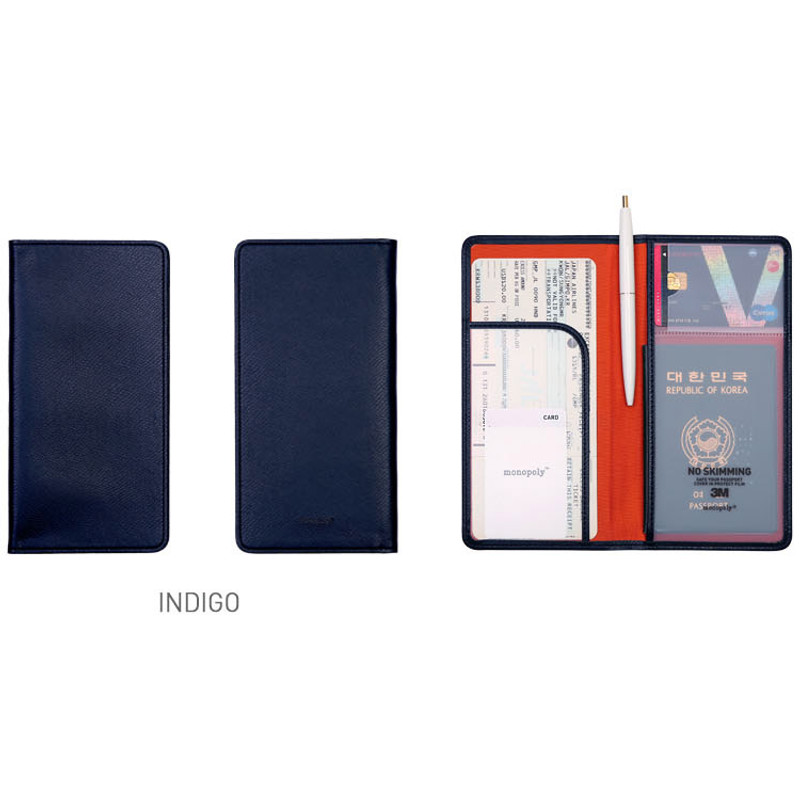 Indigo - Classy plain RFID blocking long passport case