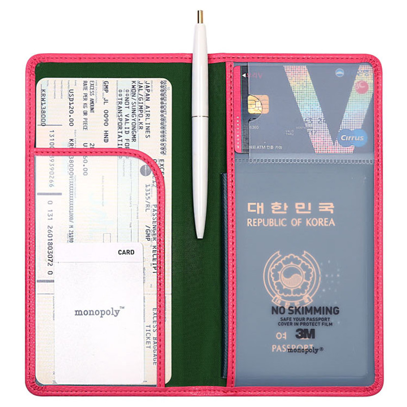 Classy plain RFID blocking long passport case