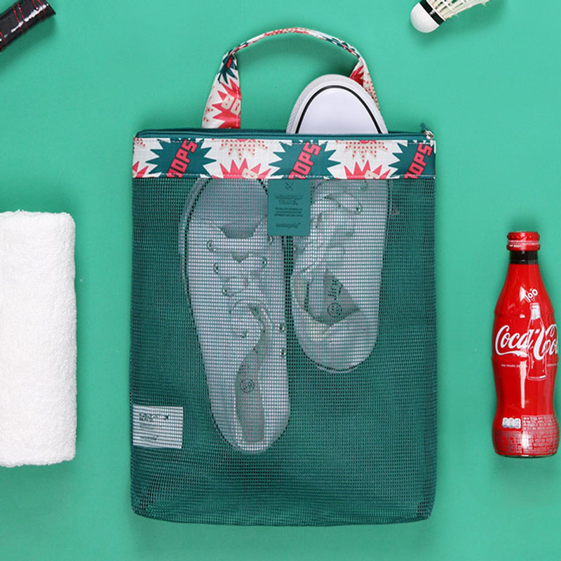 Sparkle green - Coated mesh handy tote bag pouch