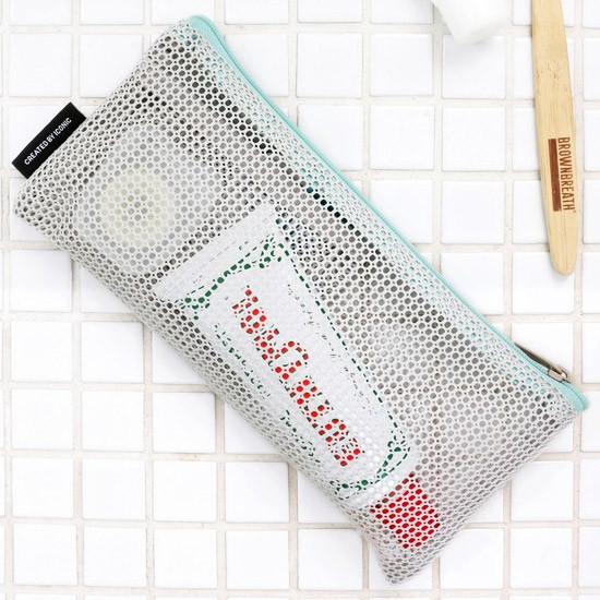 Gray - Mesh travel zipper slim pouch ver.2