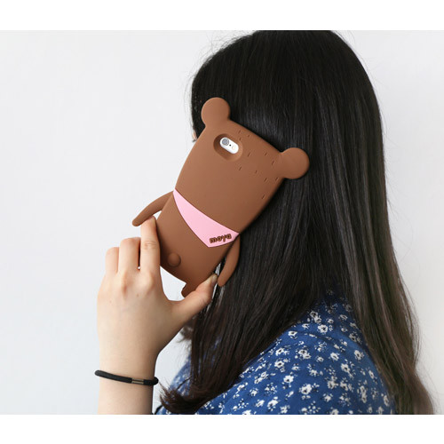 Brown - Monowave cute bear moya iPhone 6 jelly case