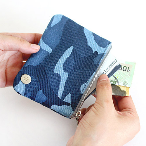 Military - The Basic denim small zipper pouch