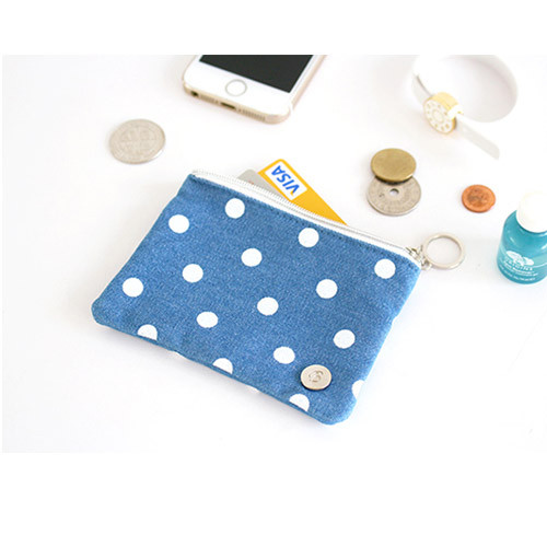 Dot - The Basic denim small zipper pouch