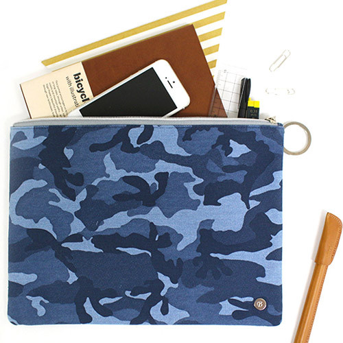 Military - The Basic denim large zipper pouch