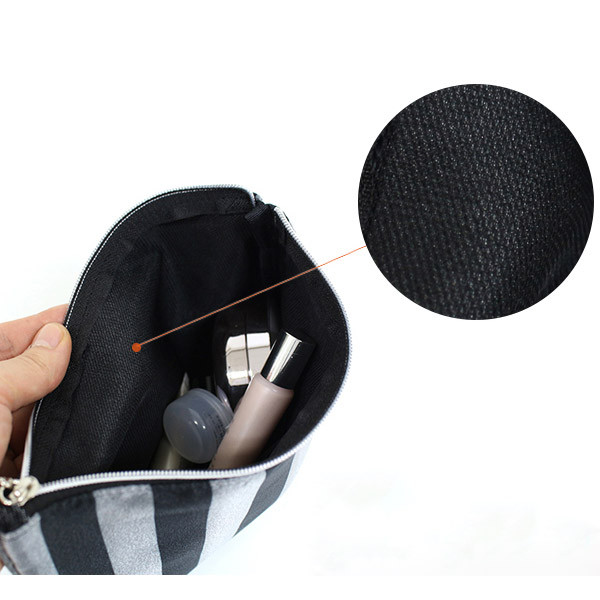 Inside of The Basic denim large zipper pouch