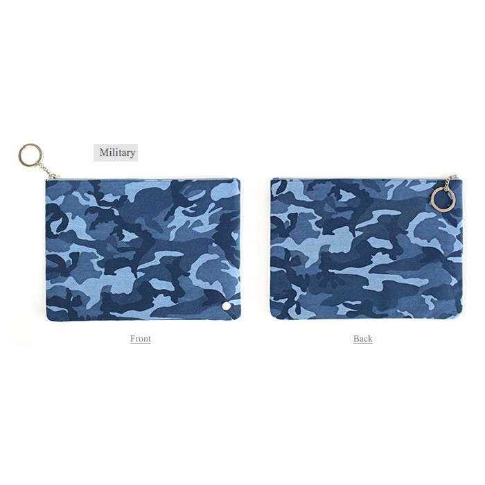 Military - The Basic denim large zipper pouch