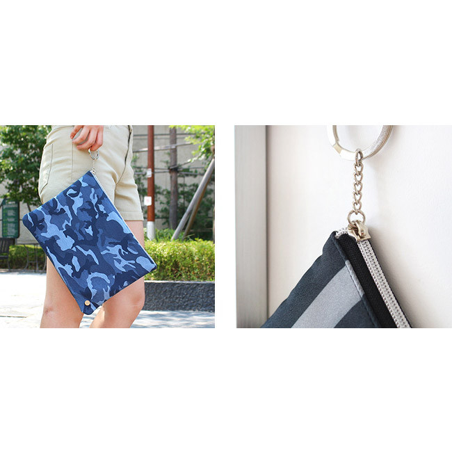 The Basic denim large zipper pouch
