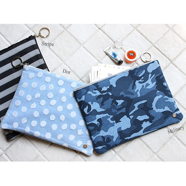 The Basic denim large zipper pouch