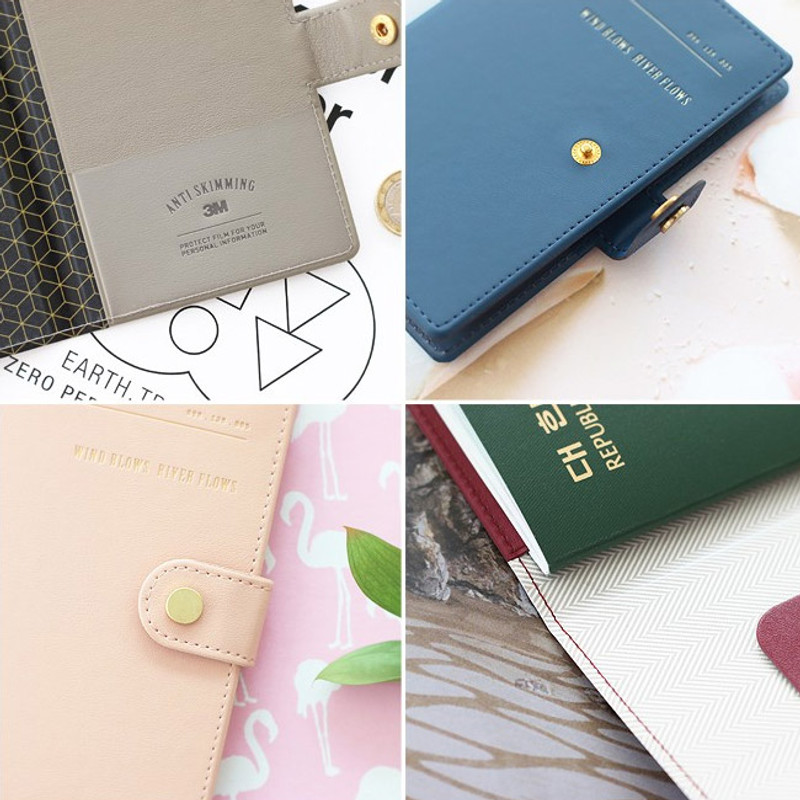 Detail of Snap button RFID blocking passport case Detail of Snap button RFID blocking passport case