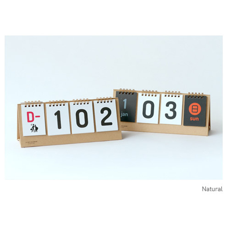 Natural - Wirebound flip perpetual desk calendar