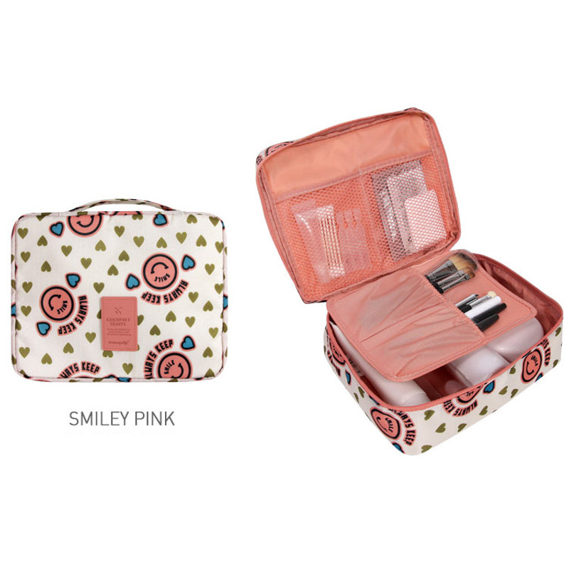 Smiley pink - Merrygrin travel mesh multi pouch bag packing aids