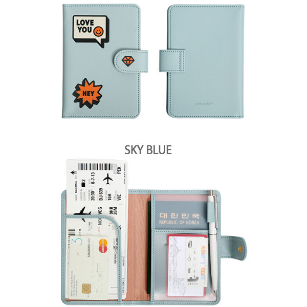 Sky blue - Merrygrin RFID blocking small passport case 