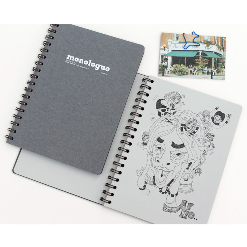 Gray - Monologue wirebound plain notebook