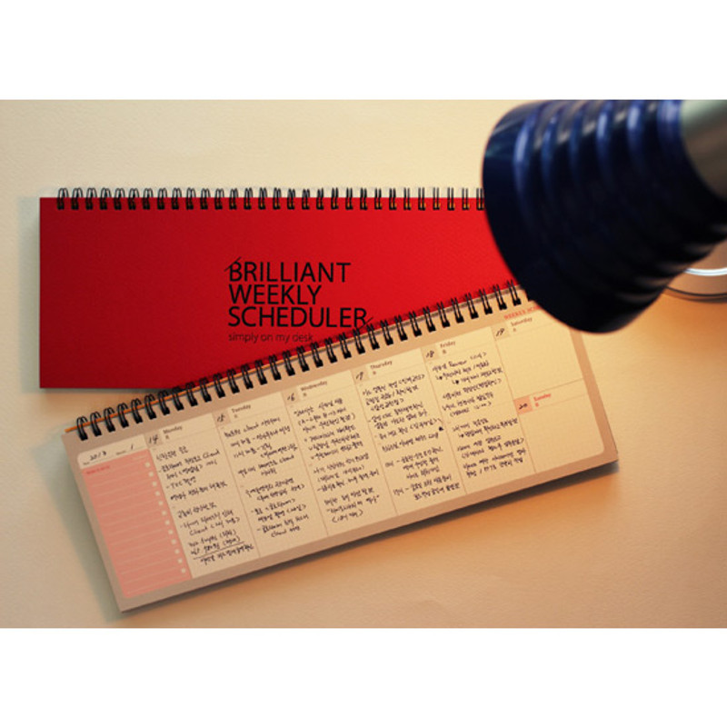 Red - Brilliant weekly desk scheduler memo note