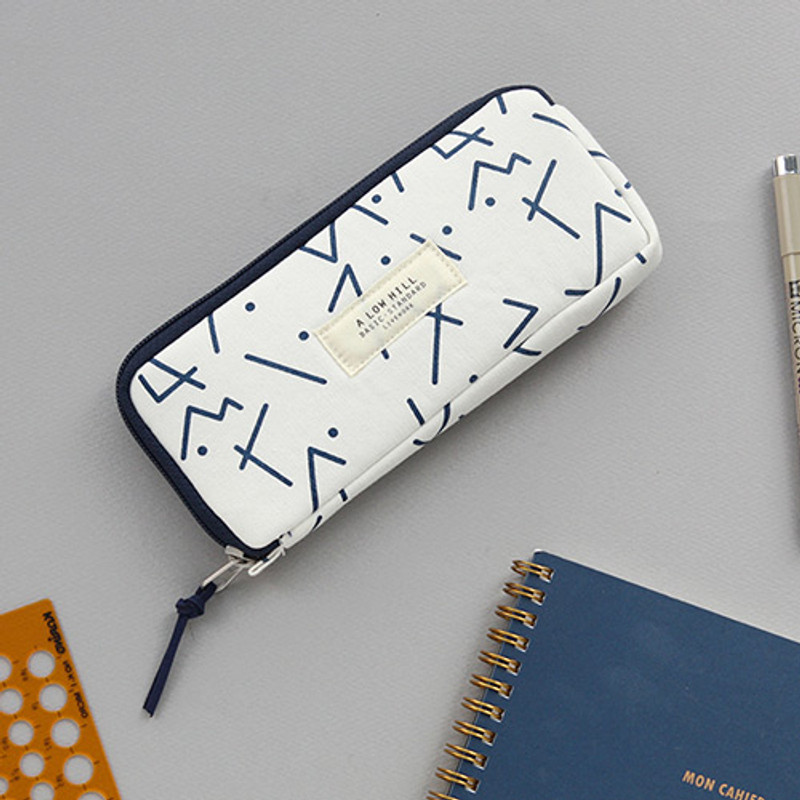Navy angle - Basic pattern canvas pencil case pouch Navy angle - Basic pattern canvas pencil case pouch