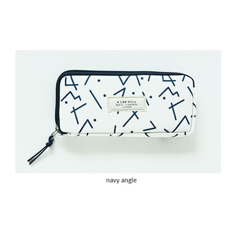 Navy angle - Basic pattern canvas pencil case pouch Navy angle - Basic pattern canvas pencil case pouch