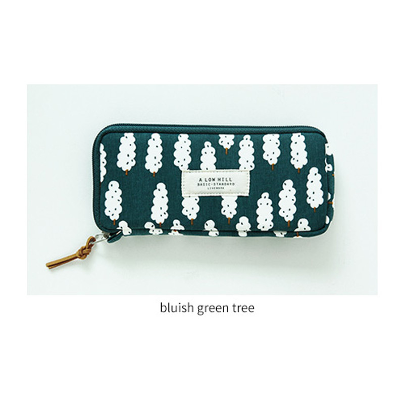 Bluish green tree - Basic pattern canvas pencil case pouch Bluish green tree - Basic pattern canvas pencil case pouch