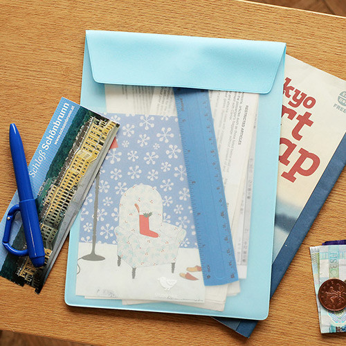 Sky blue - Bird A5 color file folder pouch
