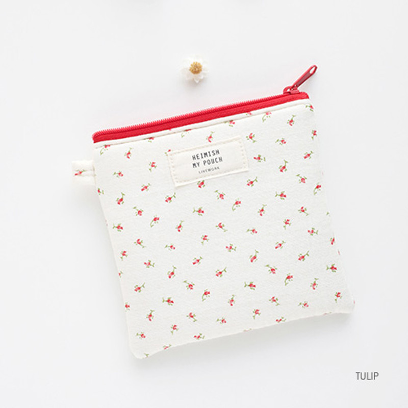 Tulip - Heimish pattern flat small zipper pouch