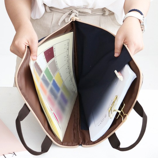 Navy - Basic zip around file pouch bag A4 ver.2