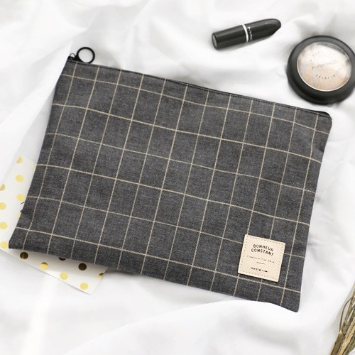 Grid - Basic pattern large zipper pouch ver.2