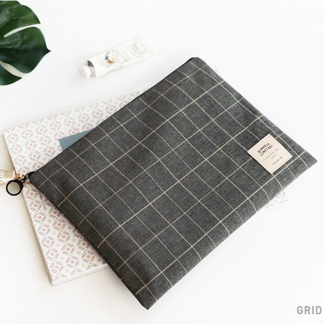 Grid - Basic pattern large zipper pouch ver.2