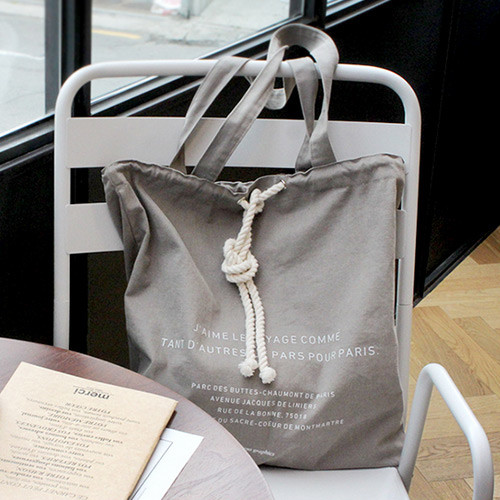 Light gray bucket eco drawstring tote bag