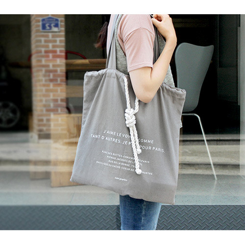 Light gray bucket eco drawstring tote bag