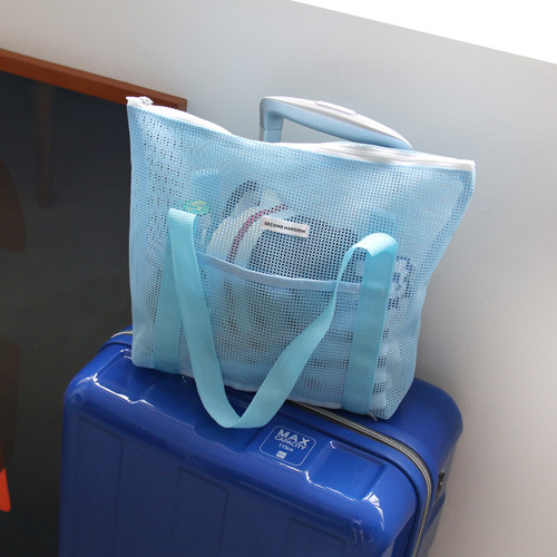 Sky blue - travel mesh tote bag pouch