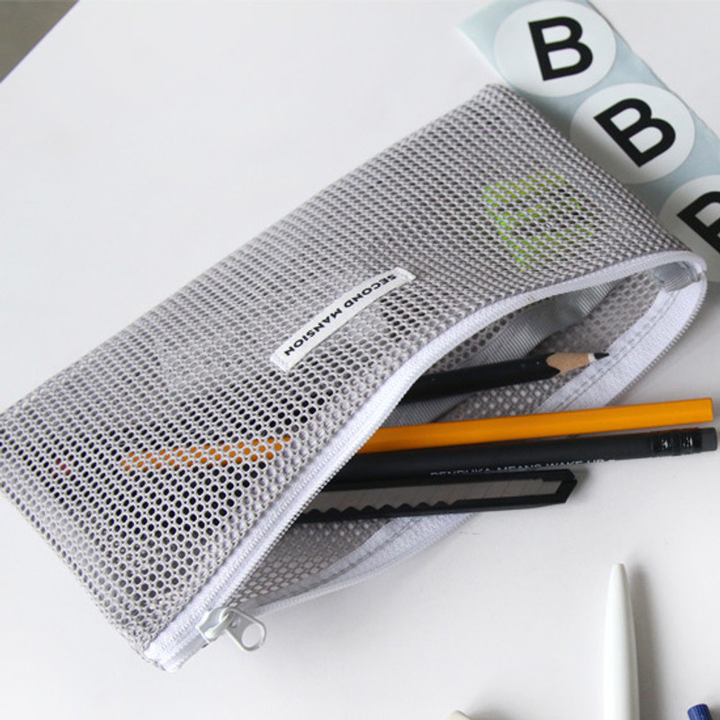 Gray - Second mansion slim mesh pouch Gray - Second mansion slim mesh pouch