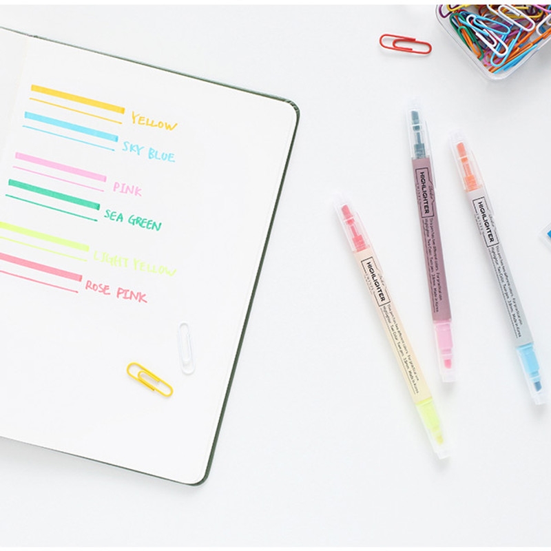 10 Colors double ended highlighter pen set