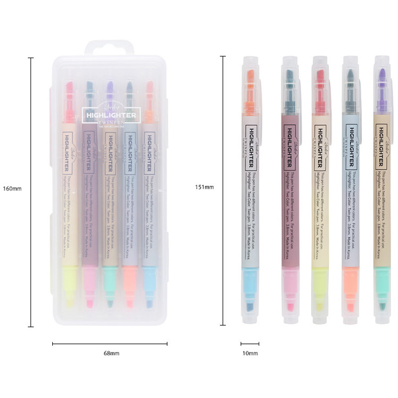 Size of 10 Colors double ended highlighter pen set
