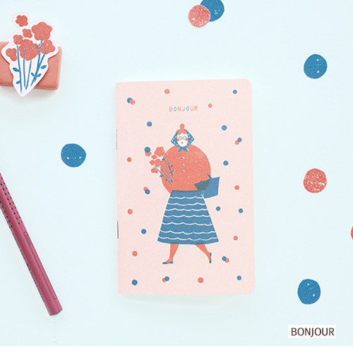 Bonjour - Breezy day small lined notebook