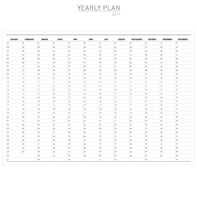 Yearly plan - 2016 Iconic large monthly dated planner