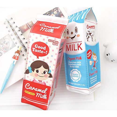 Milk zipper pencil case