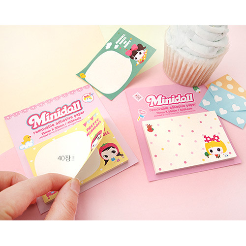 Cute girl sticky memo notes