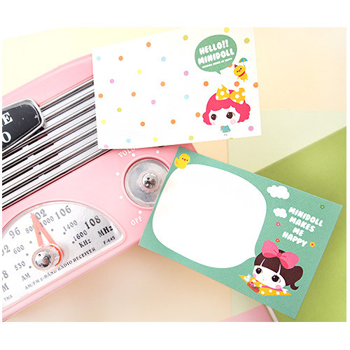 Cute girl sticky memo notes