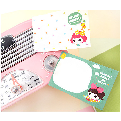 Cute girl sticky memo notes