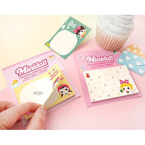 Cute girl sticky memo notes