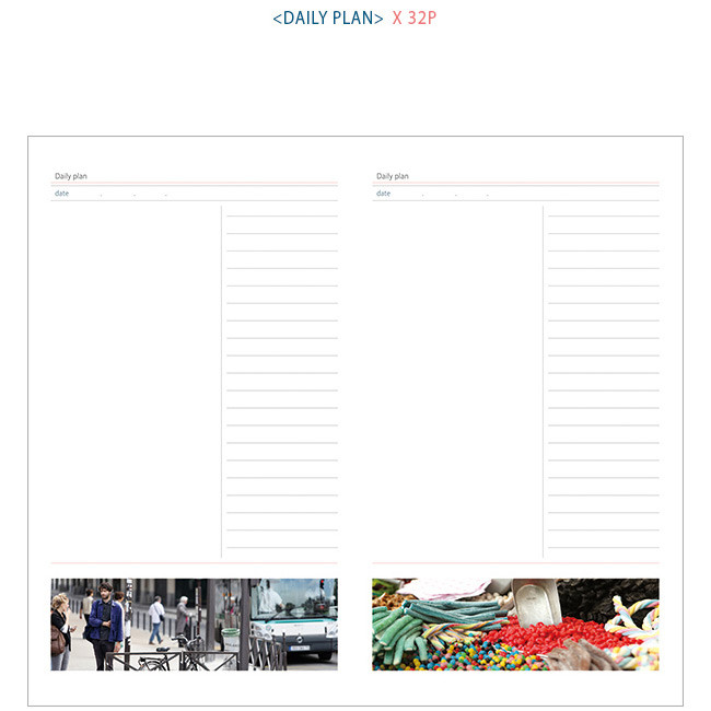 Daily plan - 2016 Paris one month undated diary