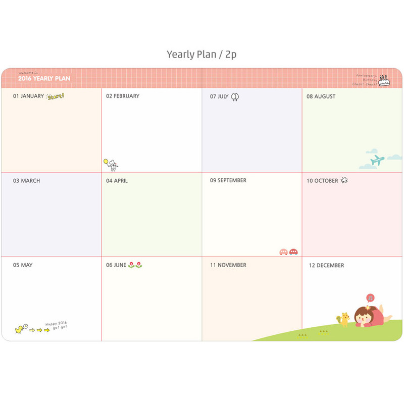 Yearly plan - 2016 Ardium Hello coco weekly dated diary