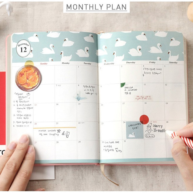 Monthly plan - 2016 Mellow illustration dated diary